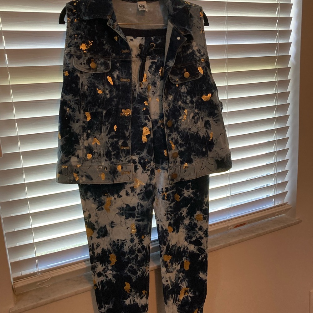 Zumba Fitness Paint Splattered Denim Pants and matching Vest